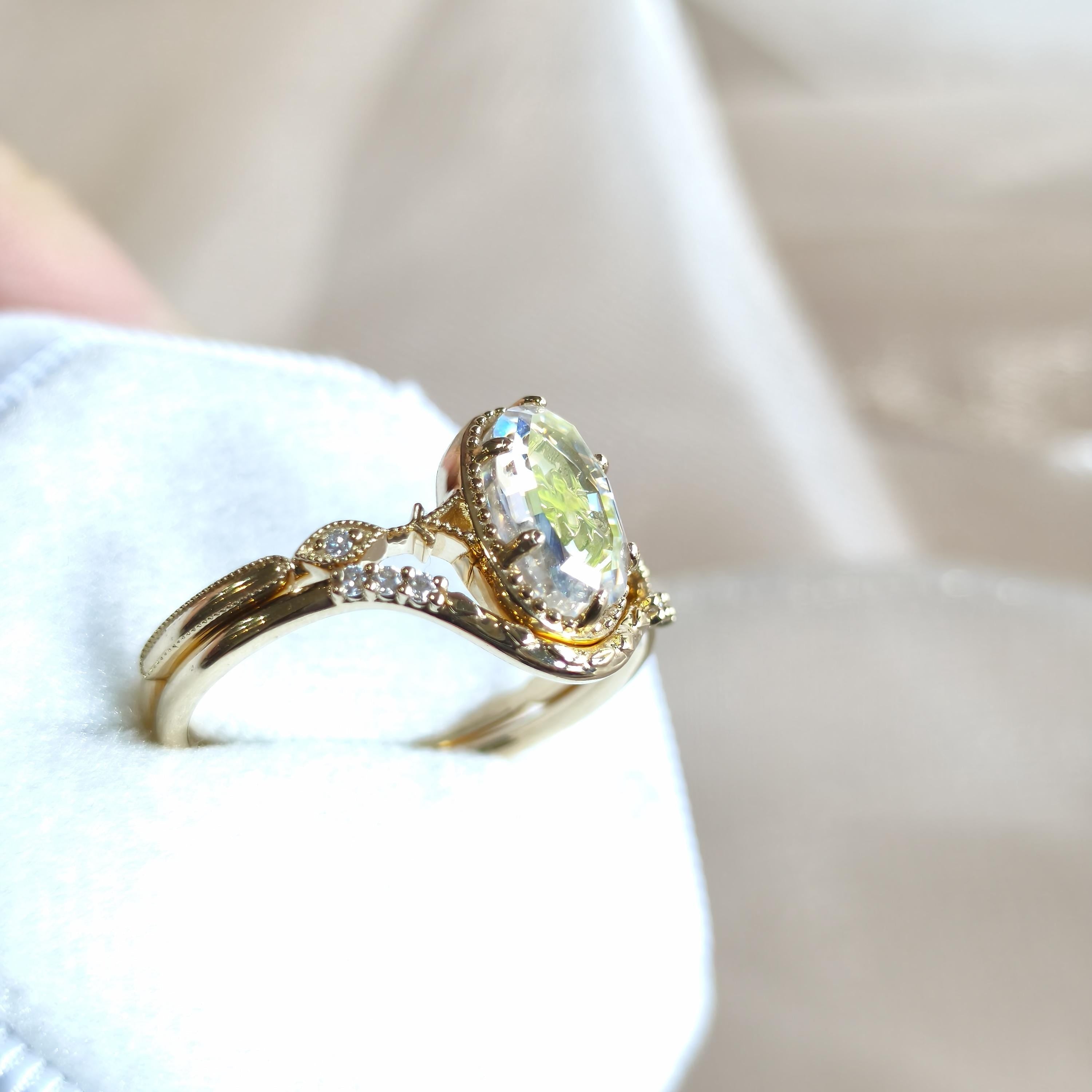 Oval Cut Lab Diamond Vintage Ring Set