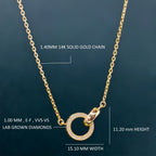 14k Gold Double Circle Diamond Interlocking Rings Pendant, Dainty Anniversary Gift for Her