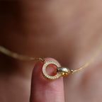 14k Gold Double Circle Diamond Interlocking Rings Pendant, Dainty Anniversary Gift for Her
