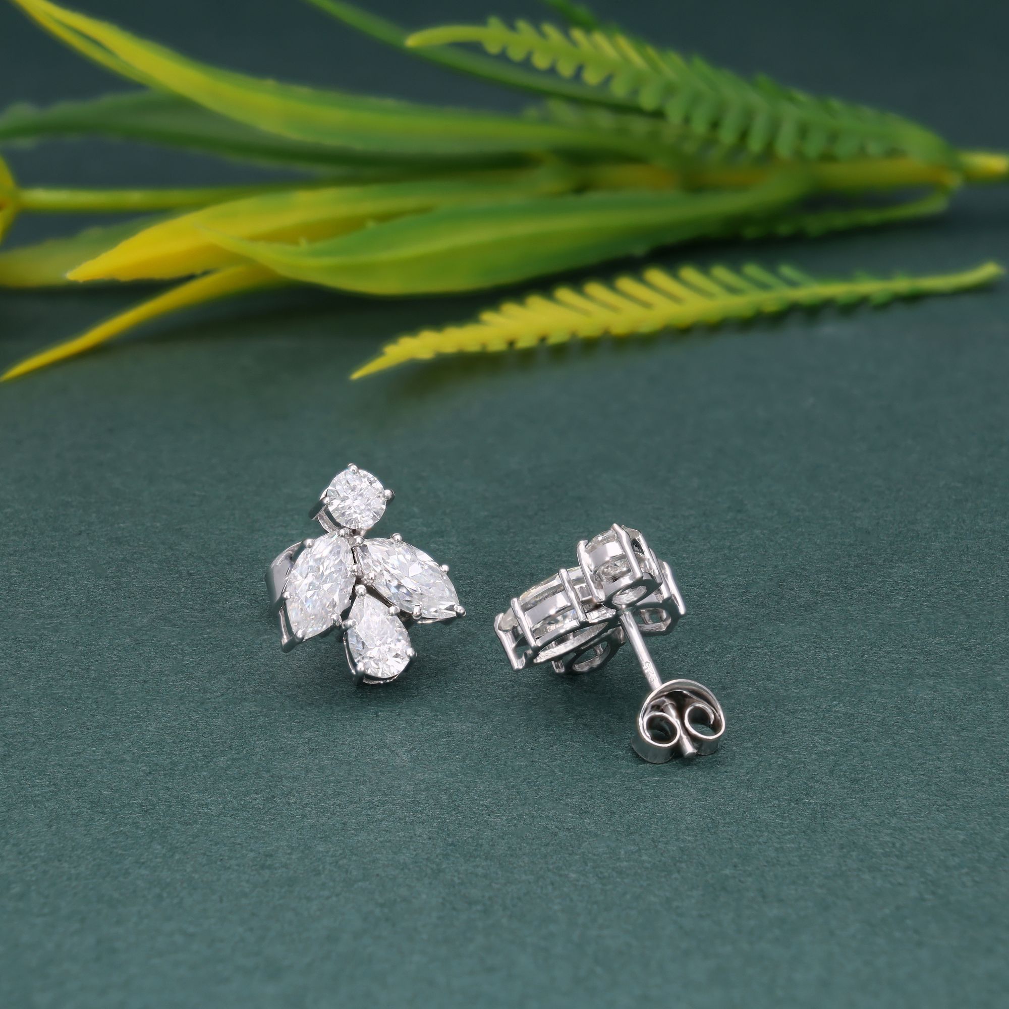 14k Gold Lab-Grown Pear & Marquise Diamond Earrings