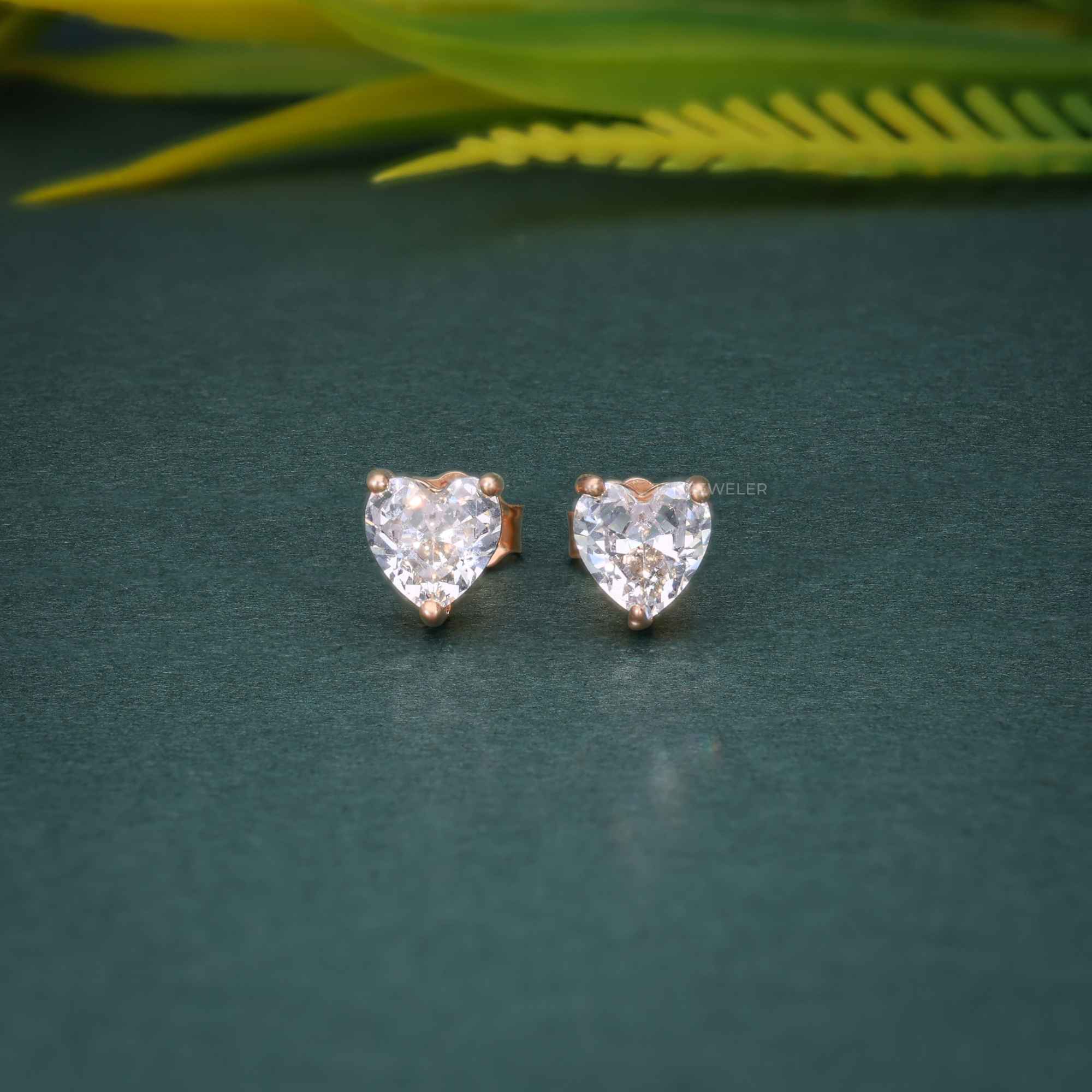 2.00Ct Heart Shape Created Diamond Real 14K Yellow Gold Earrings Studs Screw Back