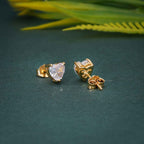 2.00Ct Heart Shape Created Diamond Real 14K Yellow Gold Earrings Studs Screw Back