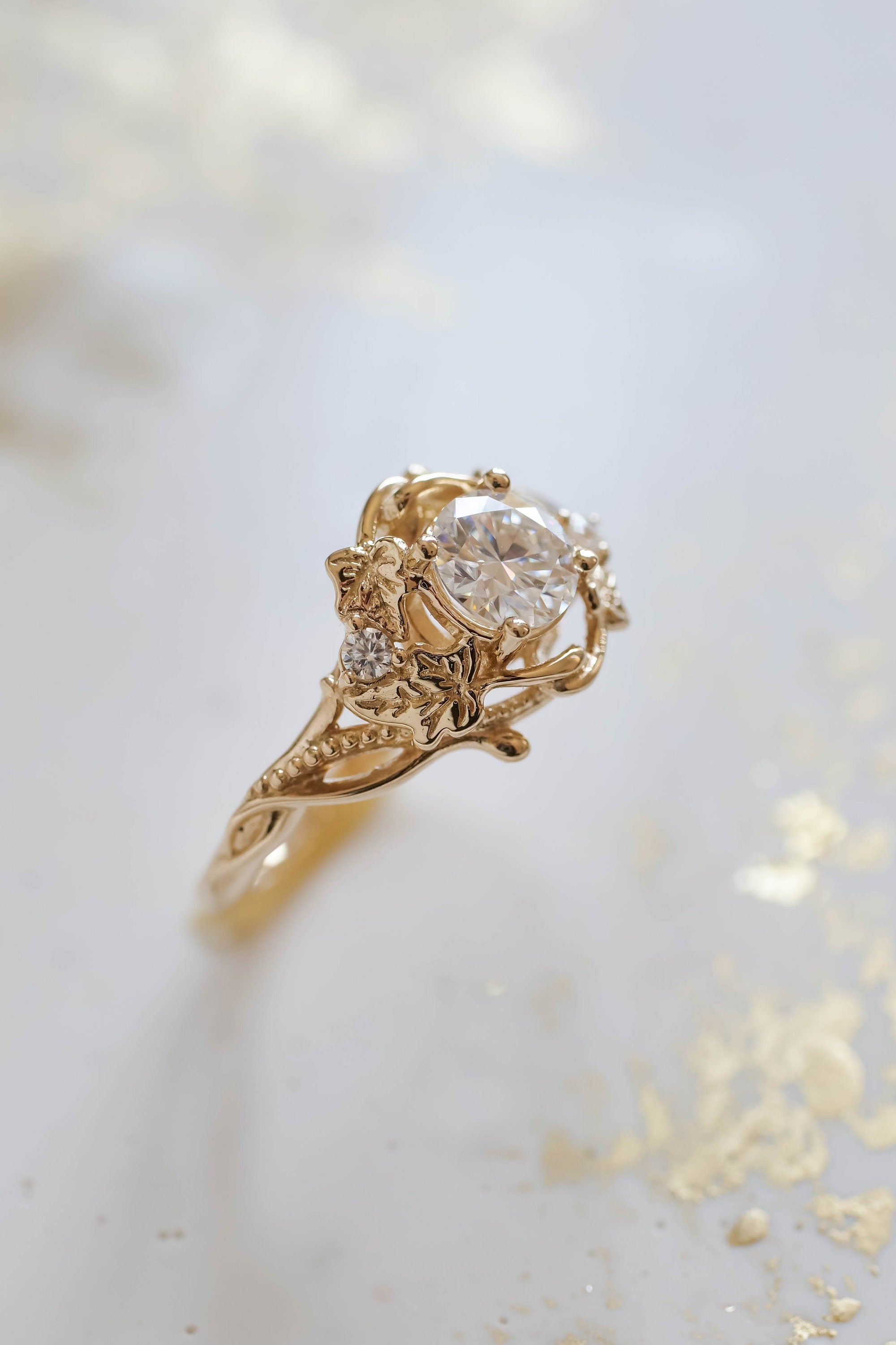 2.10 CT Lab Diamond Ring with Natural Ivy Style