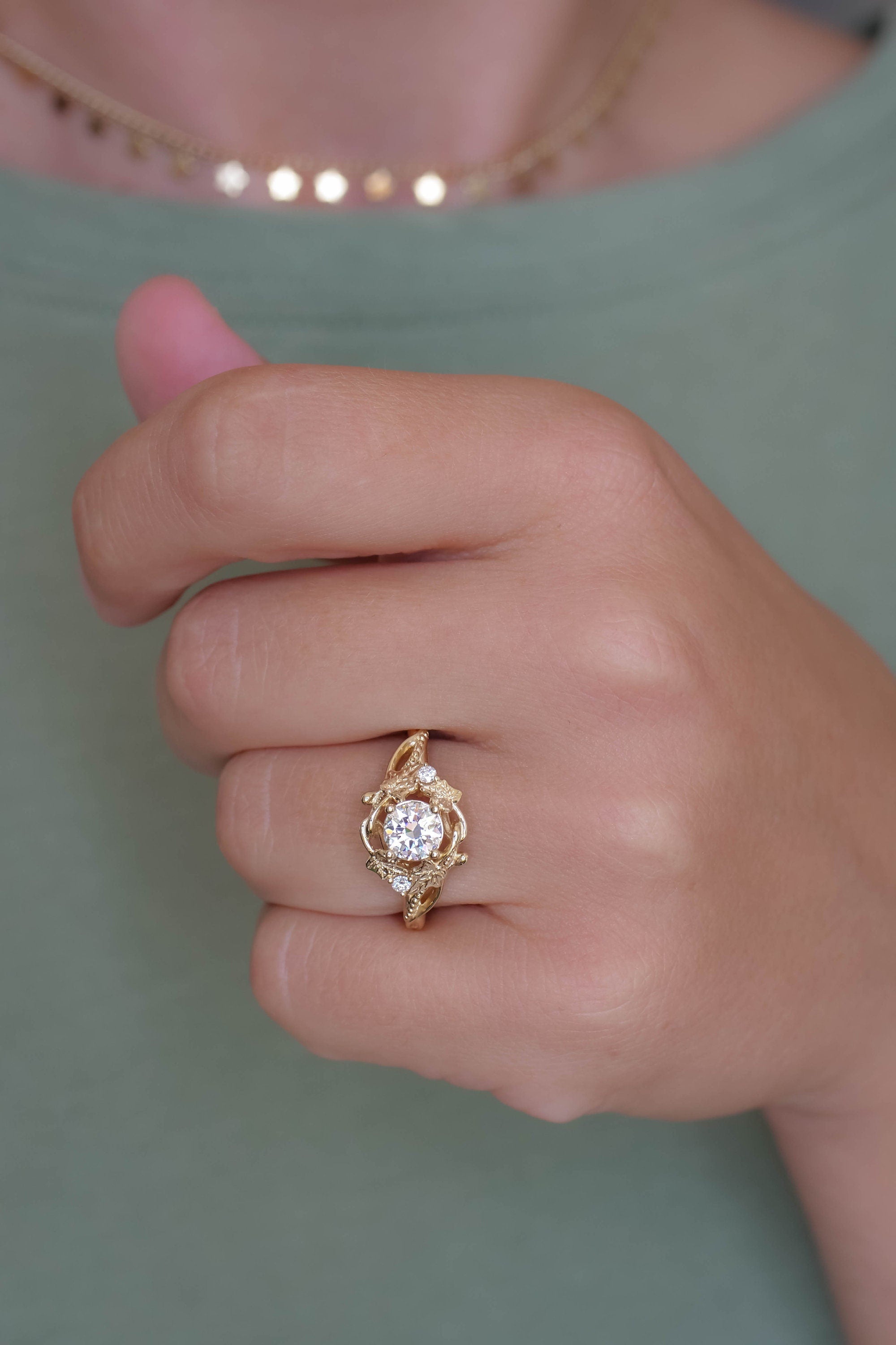 2.10 CT Nature Inspired Lab Engagement Ring