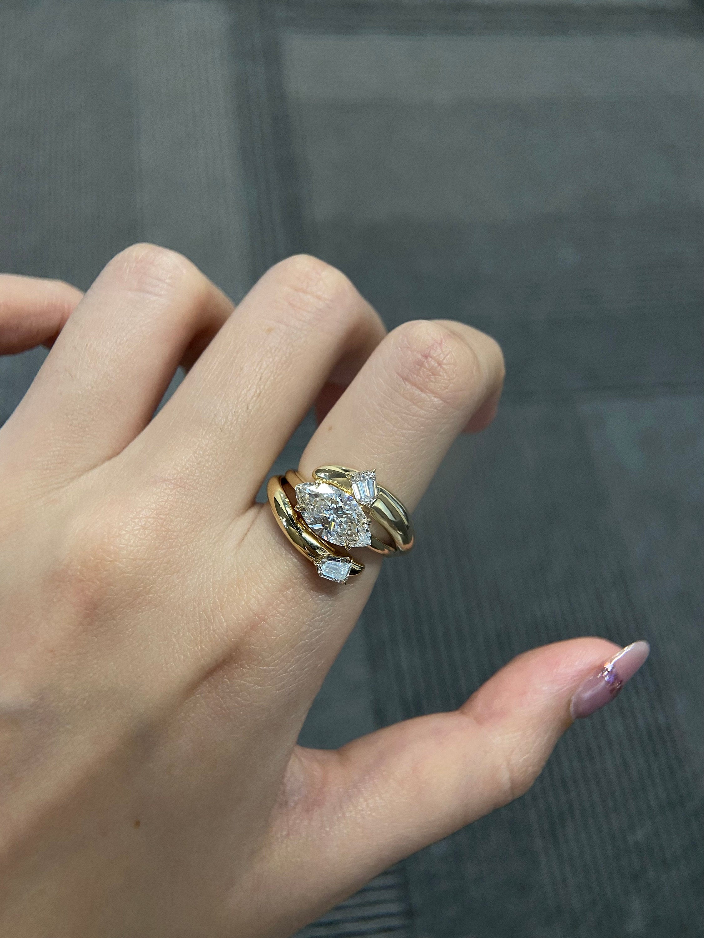 Marquise Cut 3-Stone Lab-Grown Diamond Engagement Ring