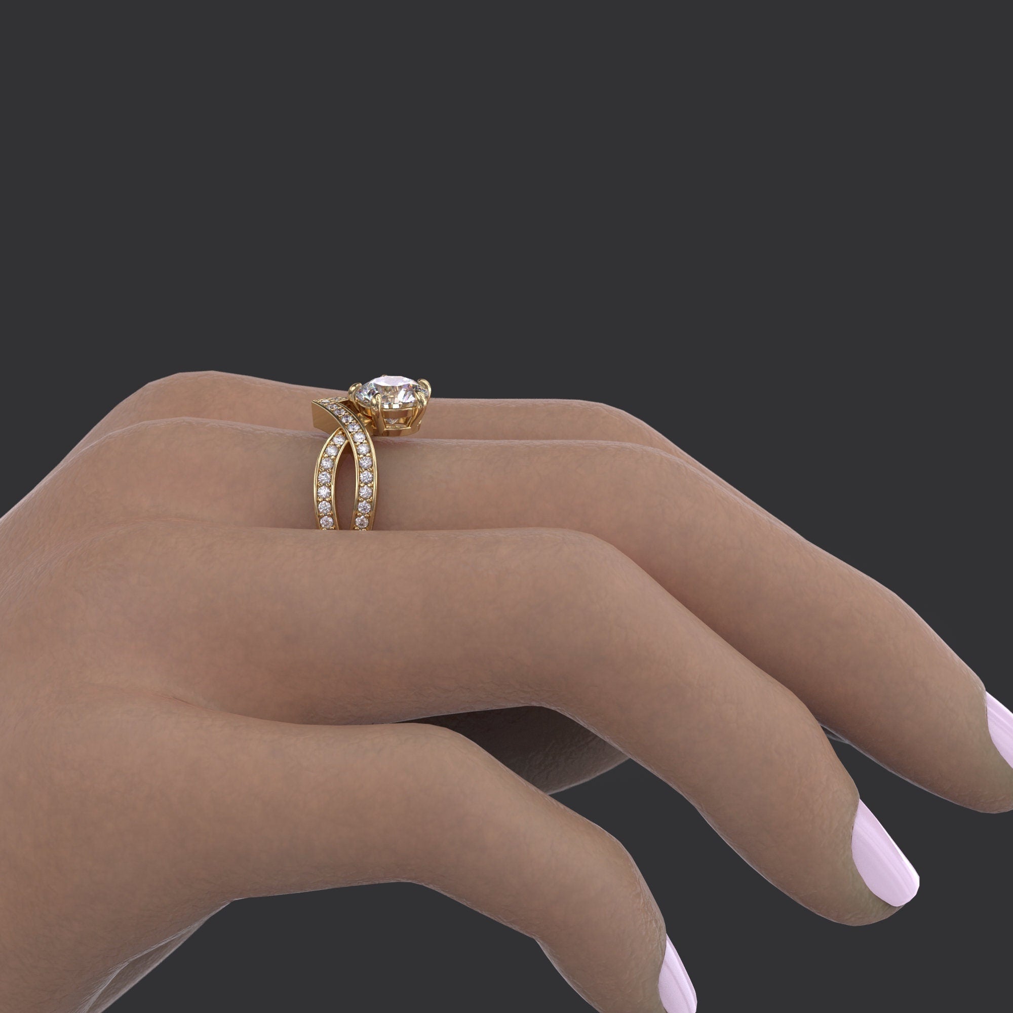 2.50 CT Round Lab Diamond Ring with Pave Brilliance
