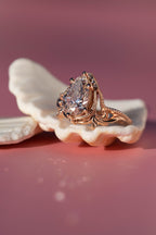 2.5 Carat Pear-Cut Lab Diamond Engagement Ring  Art Nouveau Leafy Design