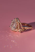 2.5 Carat Pear-Cut Lab Diamond Engagement Ring  Art Nouveau Leafy Design