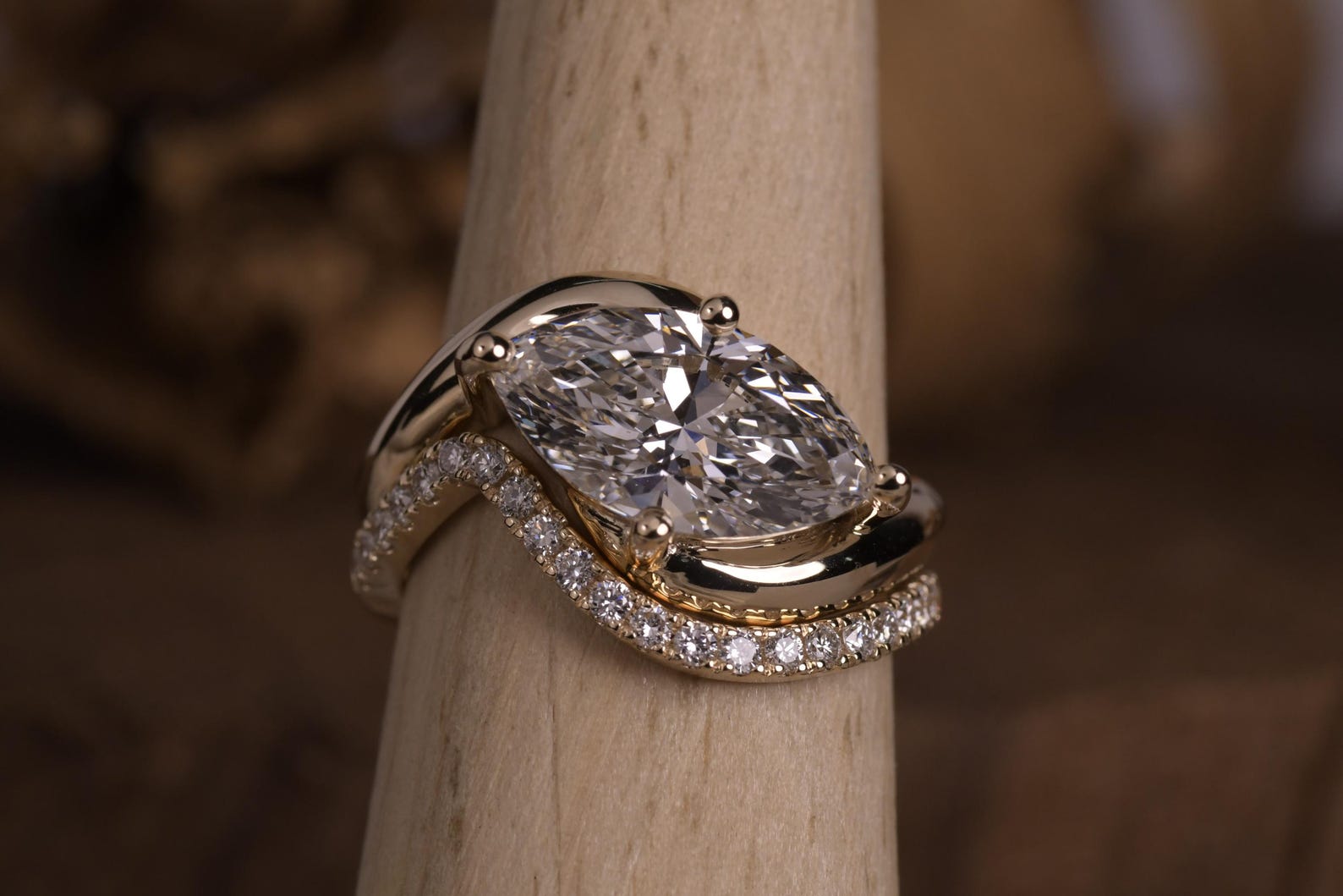2.75 CT Marquise Lab Diamond Ring Set with Wedding Band