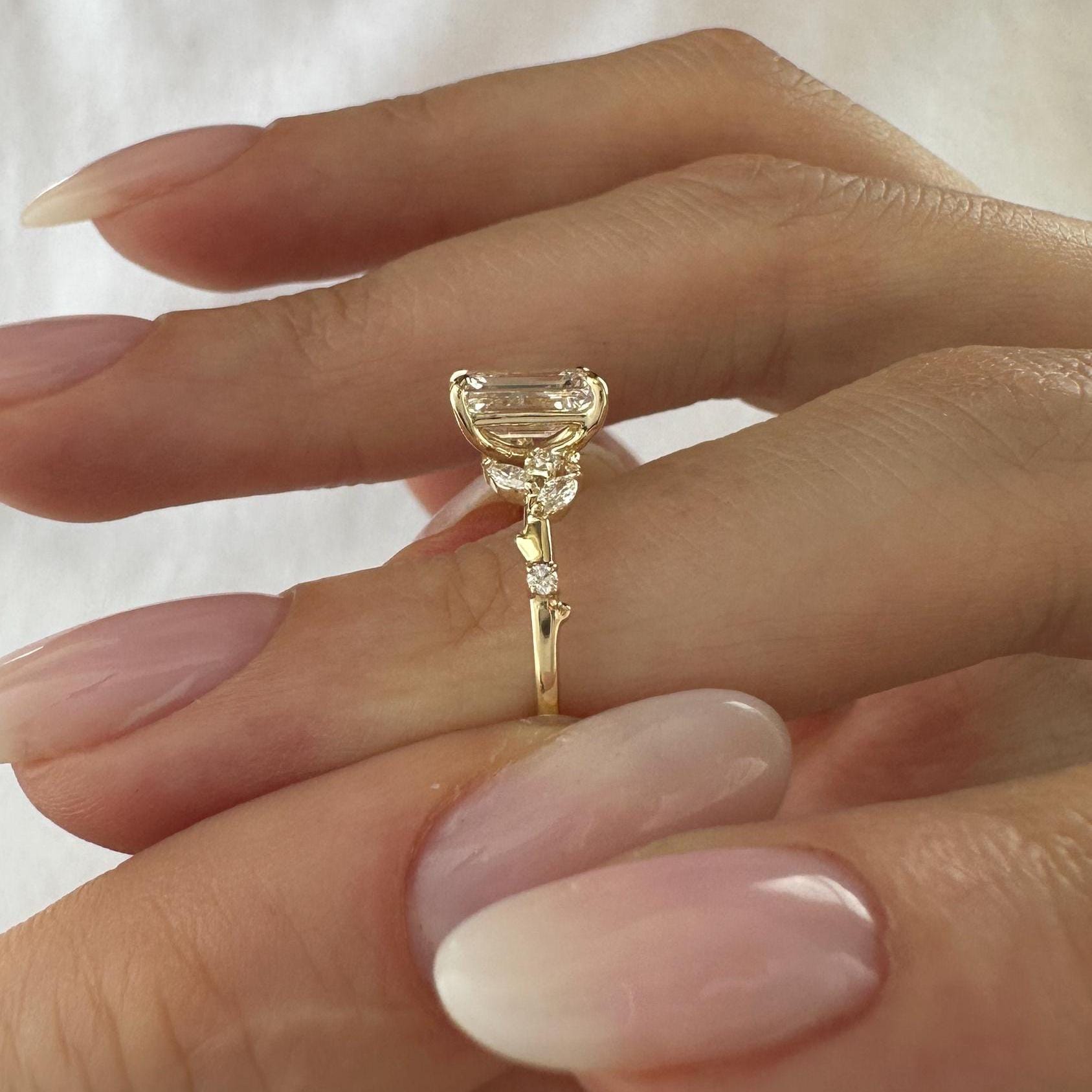 3.70 CT Eco-Friendly Lab Diamond Ring with Leaf & Branch Detail