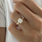 3.70 CT Emerald-Cut Diamond Boho Ring with Leafy Branch Setting