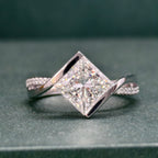 Tension Set Wedding Ring in Swirl Design