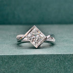 3 CT Princess Cut Lab-Grown Diamond Ring in a swirl design