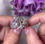Stylish Pear Cut Lab-Created Diamond Ring
