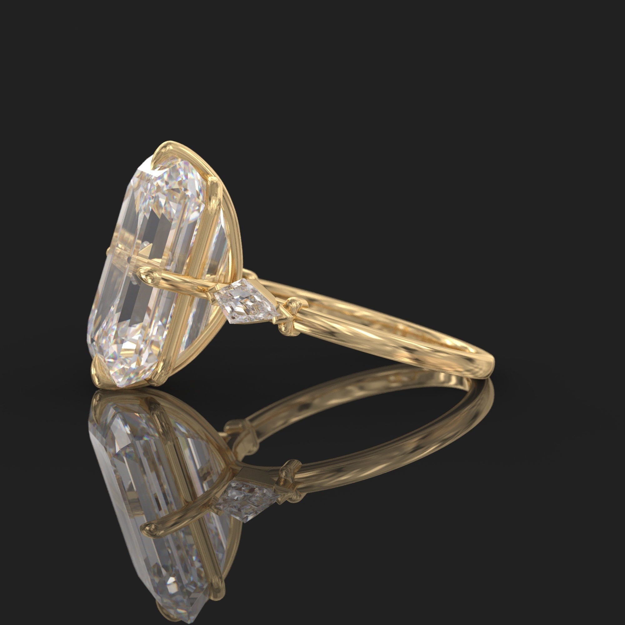7.50 CT kite-cut lab ring with cathedral band design