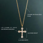 Cross Diamond Pendant 14K Real Gold Cross Pendant Gold Religious Jewelry