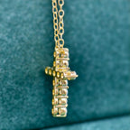 Cross Diamond Pendant 14k Real Gold Cross Necklace For Woman, Religious Necklace