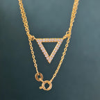 Diamond Triangle 14K Gold Triangle Pendant Geometric Necklace