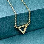 Diamond Triangle 14K Gold Triangle Pendant Geometric Necklace