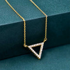 Diamond Triangle 14K Gold Triangle Pendant Geometric Necklace