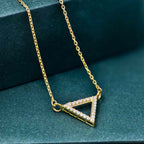 Diamond Triangle 14K Gold Triangle Pendant Geometric Necklace