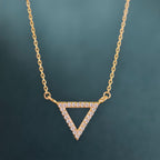 Diamond Triangle 14K Gold Triangle Pendant Geometric Necklace