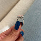 3CT Floral Baby Pink Cushion Engagement Ring