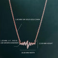 Heartbeat Diamond Pendant 14K Solid Gold Heartbeat Love Gold Necklace
