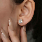 Princess Cut Lab Grown Diamond Screw Back Earring