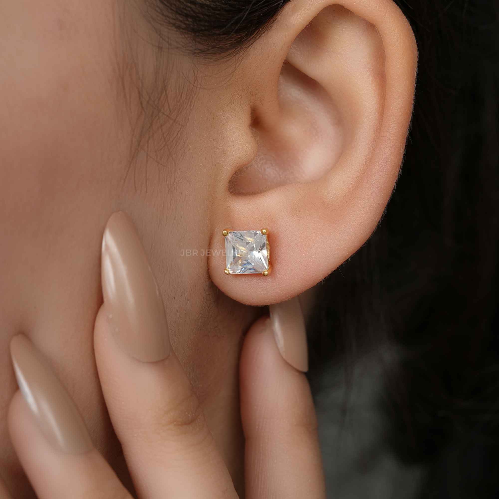 Princess Cut Lab Grown Diamond Screw Back Earring