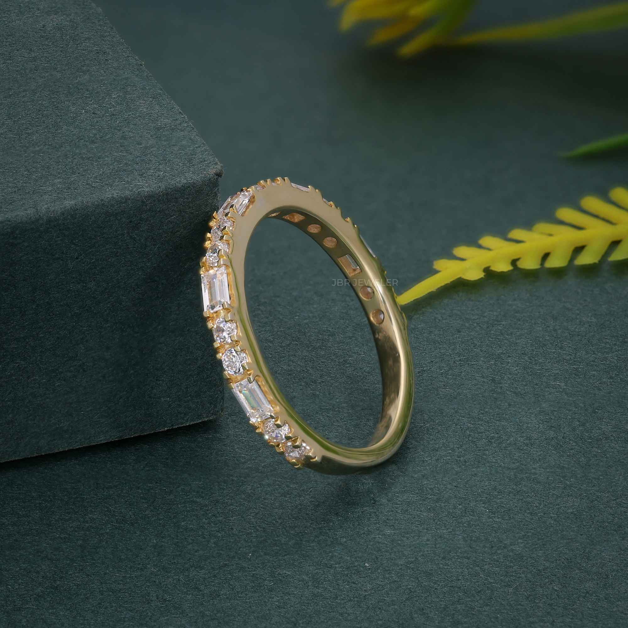 Round/Baguette Cut Dainty Lab Grown Wedding Ring