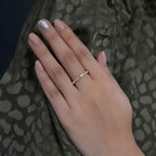 Round/Baguette Cut Dainty Lab Grown Wedding Ring