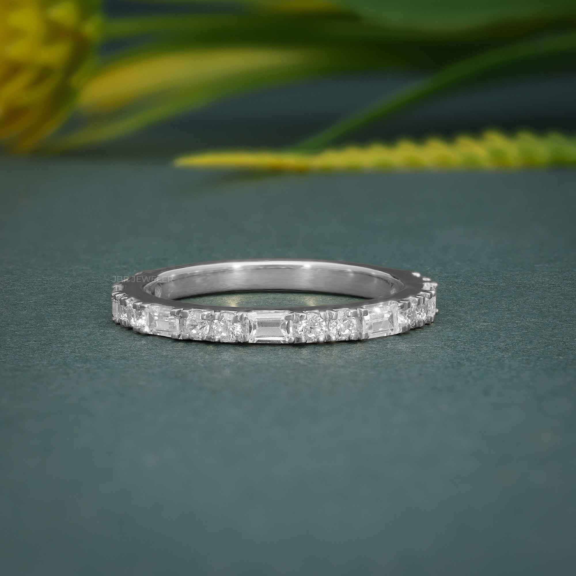 Round/Baguette Cut Dainty Lab Grown Wedding Ring