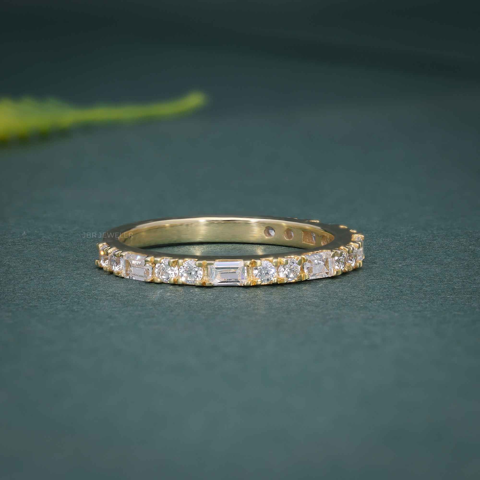 Round/Baguette Cut Dainty Lab Grown Wedding Ring