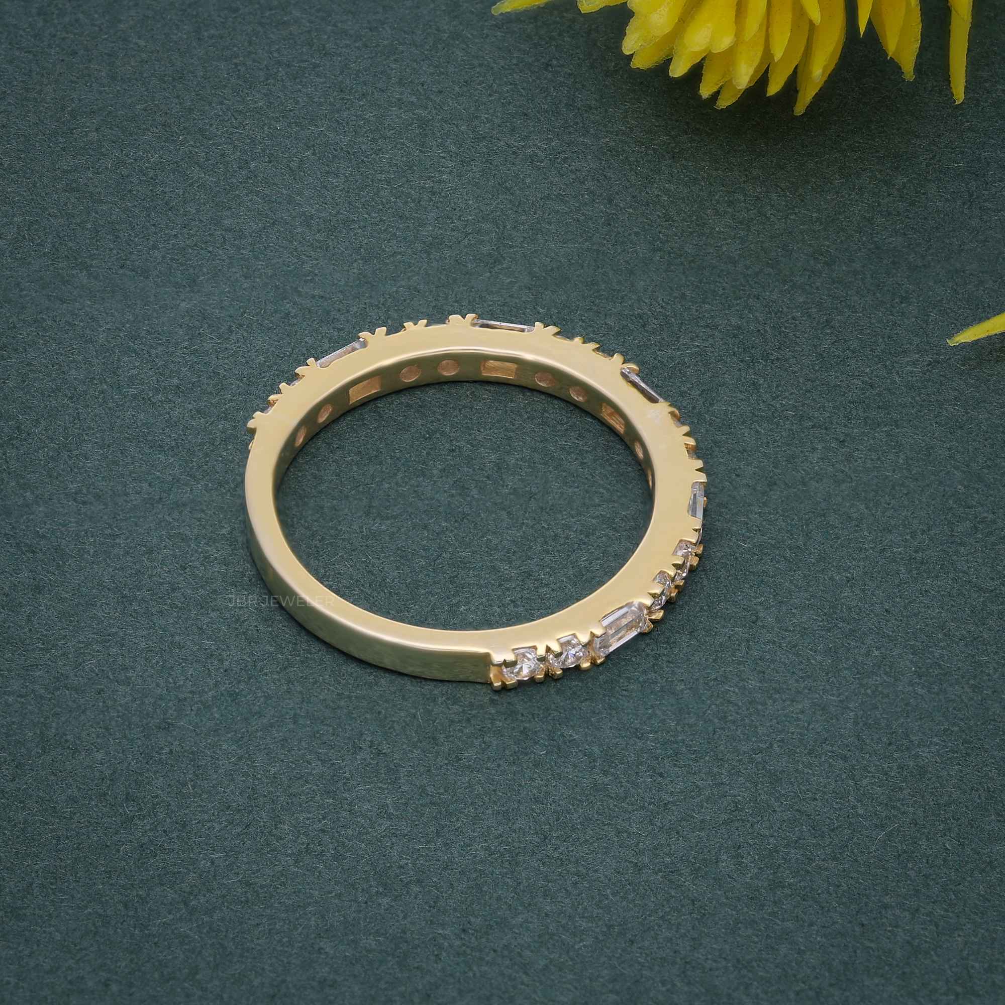 Round/Baguette Cut Dainty Lab Grown Wedding Ring