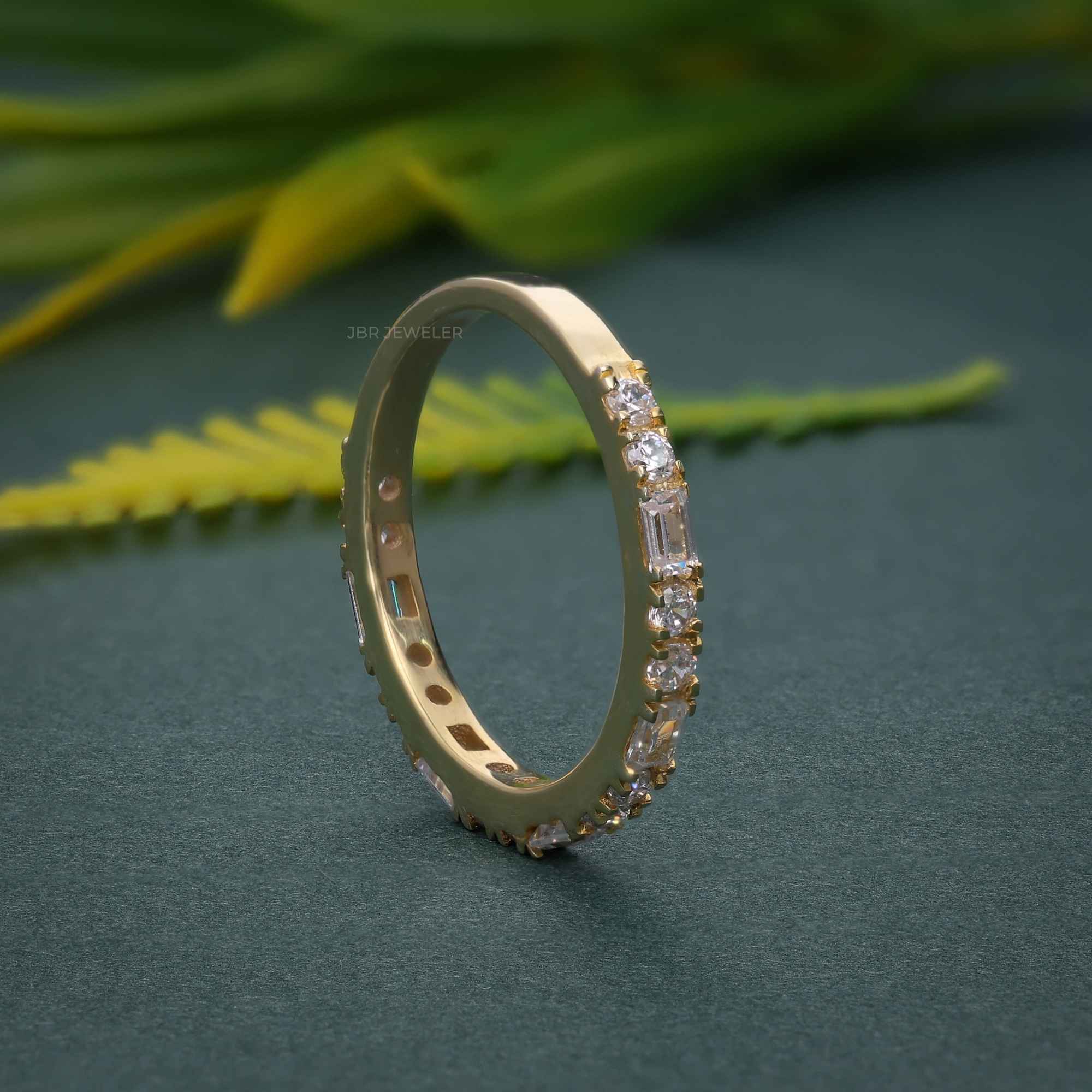 Round/Baguette Cut Dainty Lab Grown Wedding Ring