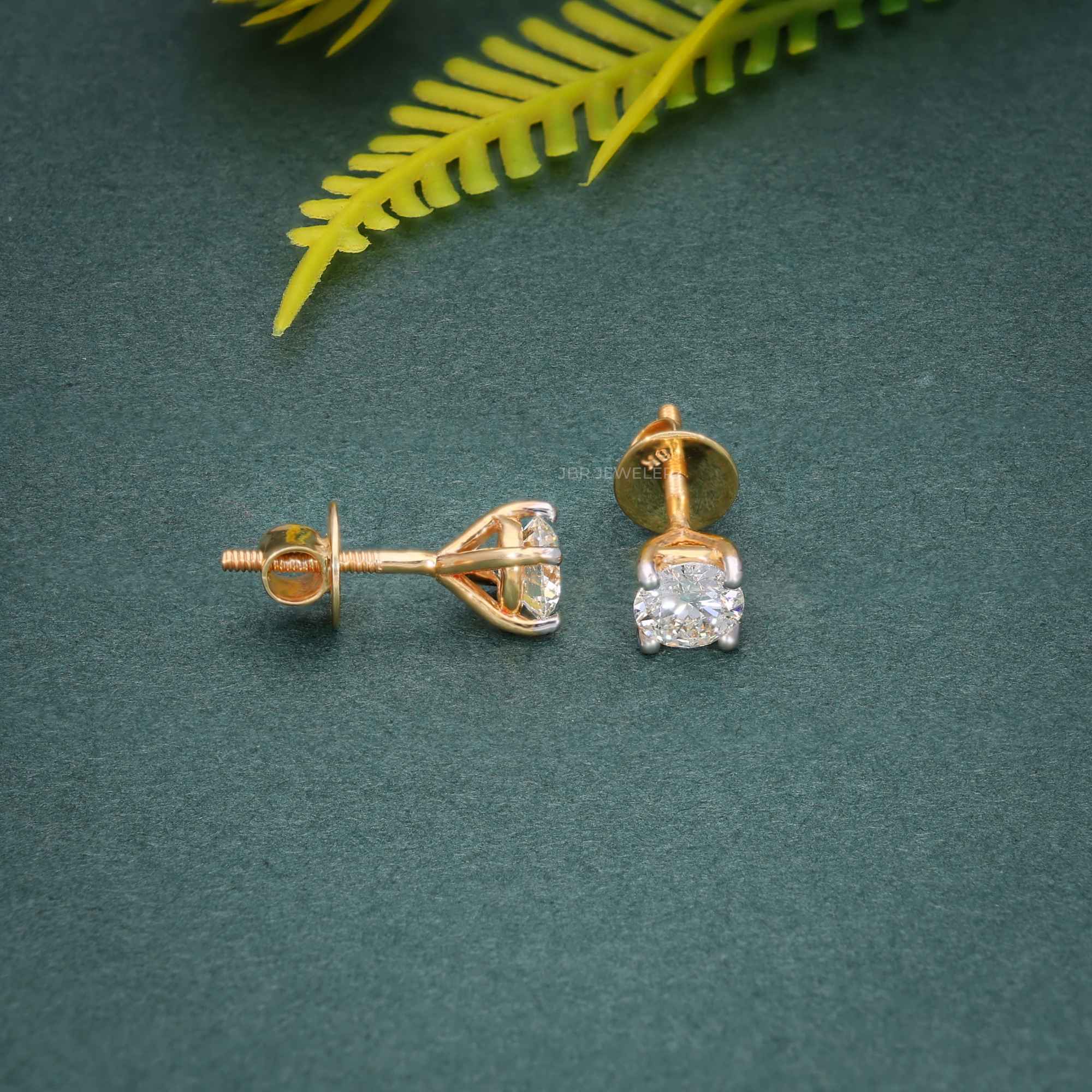 Round Cut Lab Grown Diamond Four Prong Screw Back Earring
