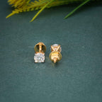 Round Cut Lab Grown Diamond Four Prong Screw Back Earring