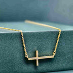 Sideway Cross Diamond Cross Pendant 14k Religious Necklace Pendant