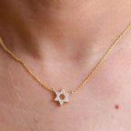 Star Diamond pendant David Necklace in 14k Real Gold, Celestial Necklace