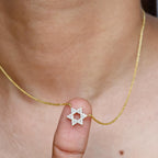 Star Diamond pendant David Necklace in 14k Real Gold, Celestial Necklace