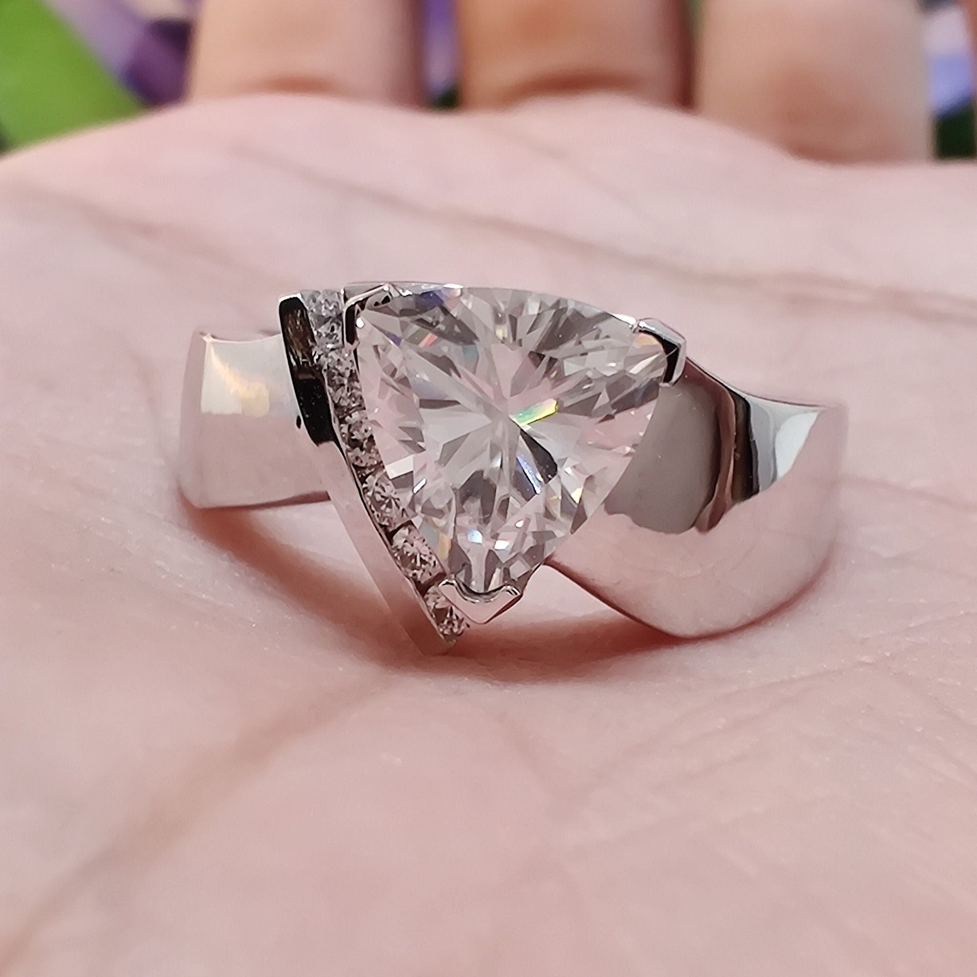 Euro Style Trillion Cut Lab-Grown Diamond Men’s Ring