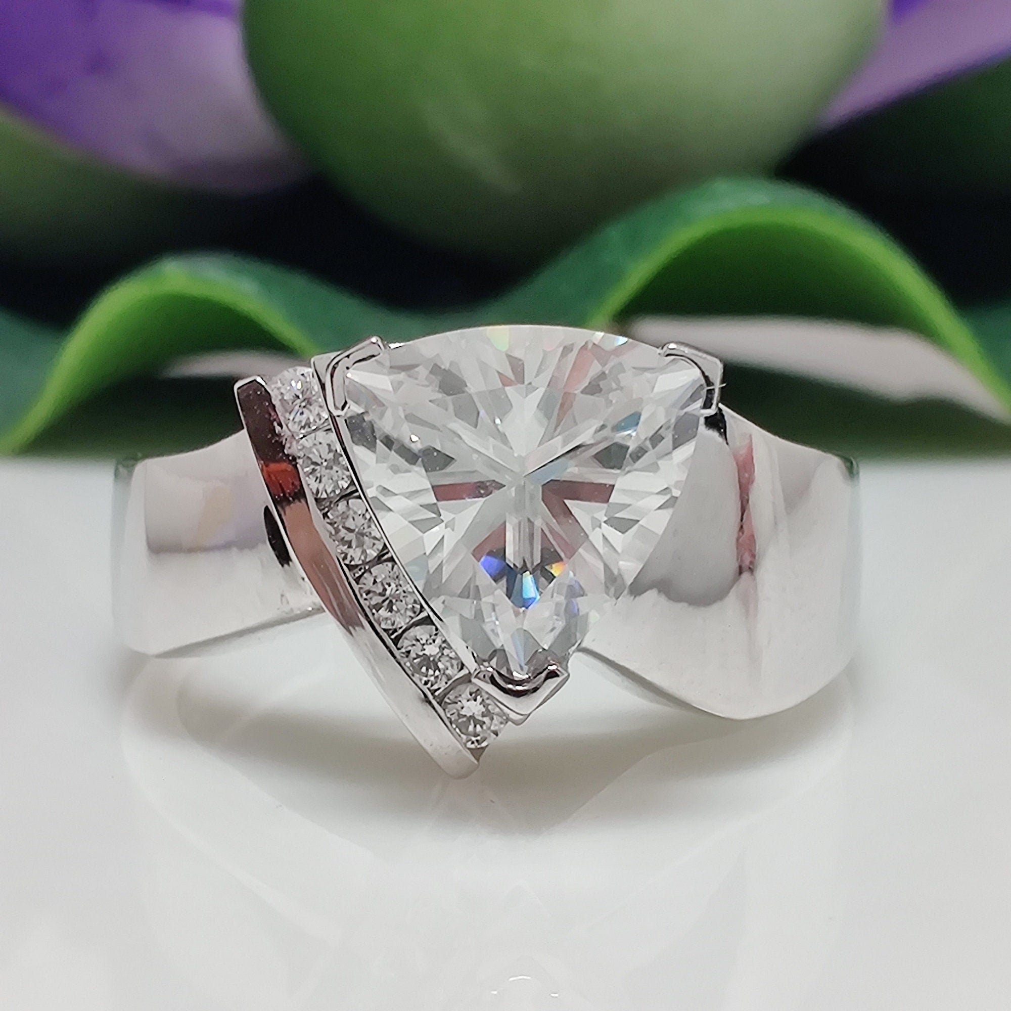 Trillion Cut Lab-Grown Diamond Euro Style Engagement Band