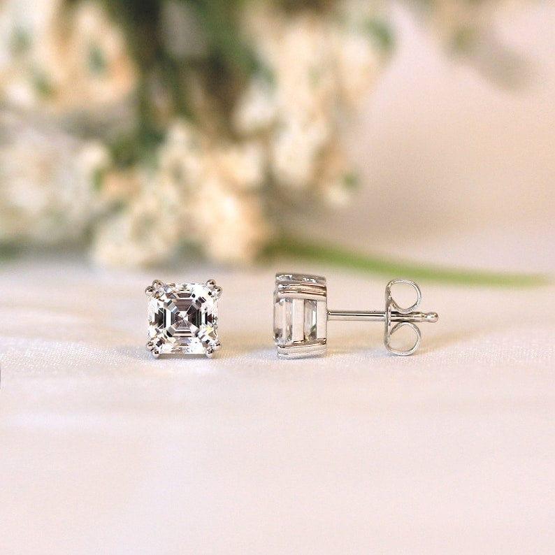 Asscher Cut Lab Grown Diamond Screw Back Earring - JBR Jeweler