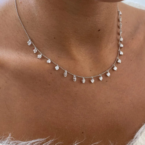 14K Gold Round Cut Lab Grown Diamond Prong Set Necklace Wedding Jewelry