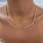 14K Yellow Gold, Pave Set Round Cut Lab-Grown Diamond Necklace