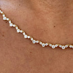 14K Yellow Gold, Pave Set Round Cut Lab-Grown Diamond Necklace