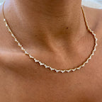 14K Yellow Gold, Pave Set Round Cut Lab-Grown Diamond Necklace