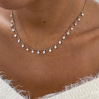 14K Gold Round Cut Lab Grown Diamond Prong Set Necklace Wedding Jewelry