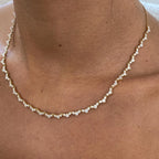 14K Yellow Gold, Pave Set Round Cut Lab-Grown Diamond Necklace
